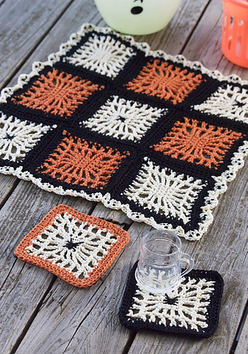 Spiderweb Coasters & Halloween Table Center