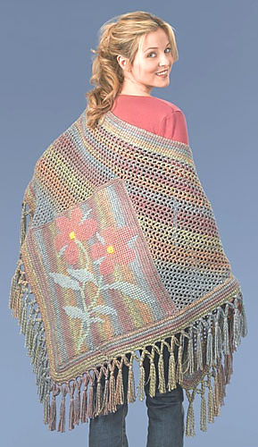 Embellished Flower Motif Shawl