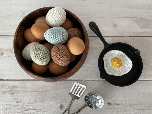 Egg Whole & Fried Amigurumi