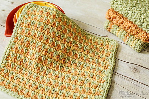 Three Color Simple Stitch Dishcloth