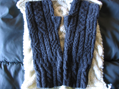 Bavarian Style Grey Fingerless Mittens