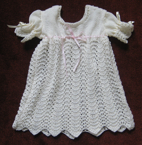 Feather and Fan Baby Christening Dress