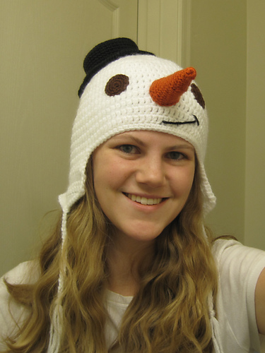 Frosty the Snowman Crocheted Earflap Hat