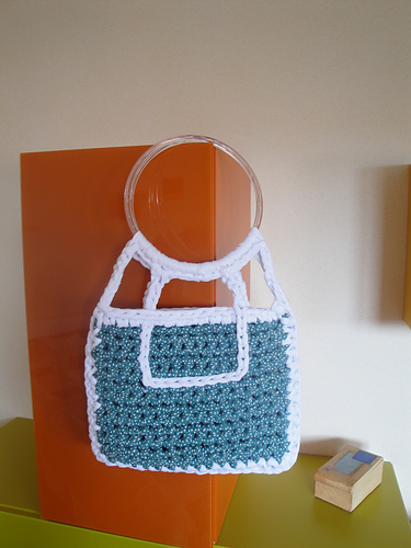 Green Polka Dot fabric yarn bag