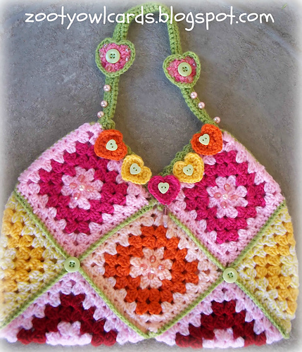 Hearts & Rainbows Granny Square Bag