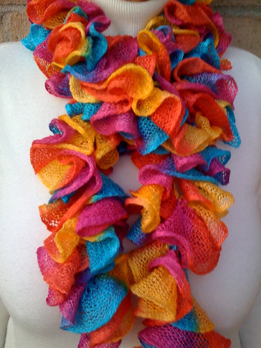 Tunisian/Afghan Crochet Ruffled Scarf