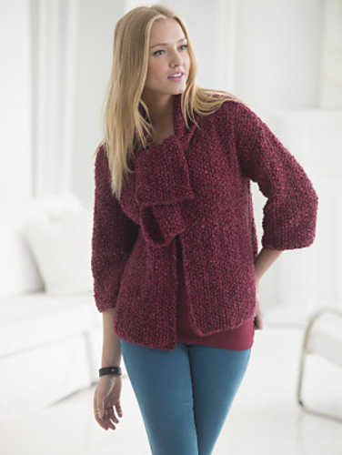 Seed Stitch Cardi with Scarf