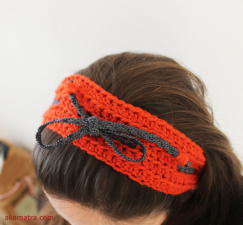 Orange and jeans headband