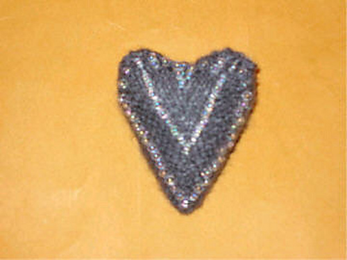 Beaded Knit Puffy Heart Pin