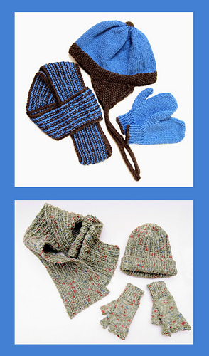 Child's hat scarf fingerless mittens