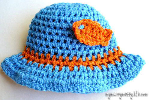 Baby Boy Sun Hat with Goldfish