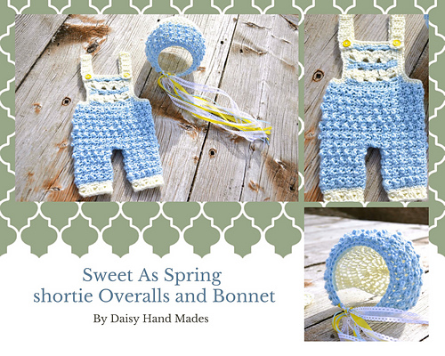 Sweet as spring Shorty overalls and Bonnet