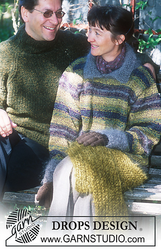 70-14 Striped pullover, cabled Gloves and scarf