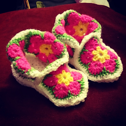 African Flower Baby Booties