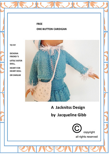 14 inch doll One button Cardigan