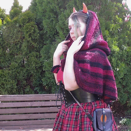 Hooded Cabled Cape