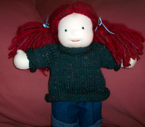 Easy Top-down Knitted Sweater for 15" Dolls