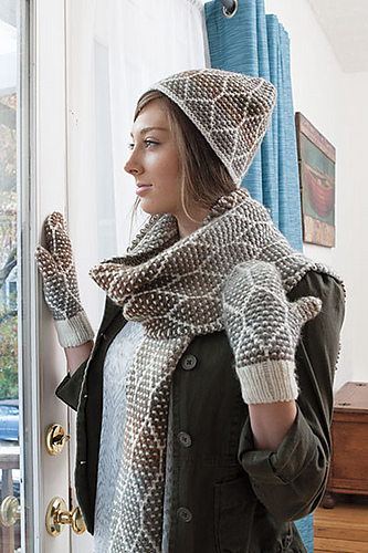 Honeycomb Scarf Toque and Mitts