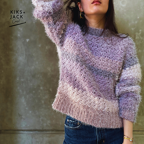 The Blackberry Fluffy Crochet Sweater