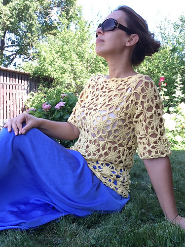 Yellow Lace Motif Pullover