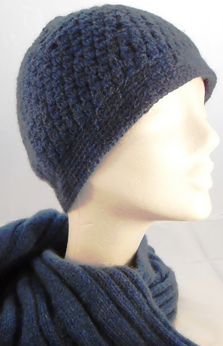 Crochet Hat and Knitted Striped Scarf Royalty