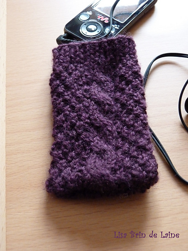 Purple Cabled Cell Phone Cozy