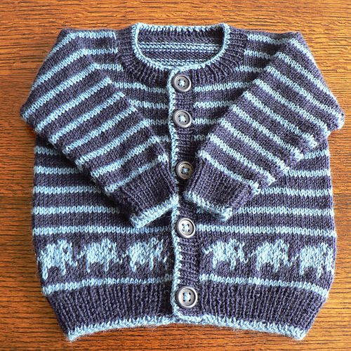 Two-ball baby cardigan