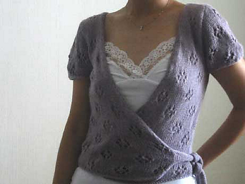 36 Wrap Sweater with Eyelets