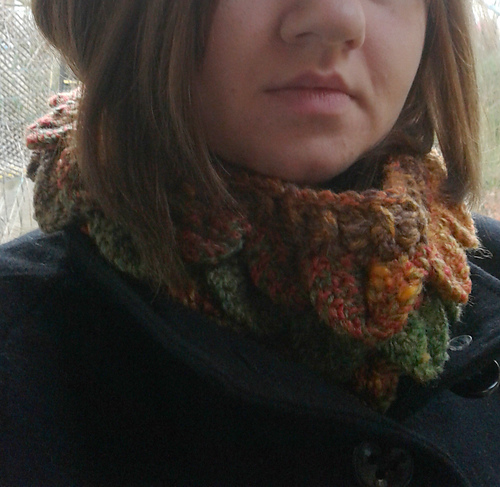 Autumn Leaves Crocodile Stitch Cowl & Ear Warmer