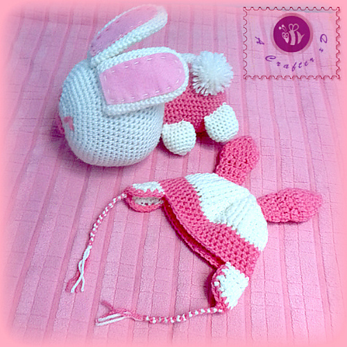 Bunny baby hat and toy set