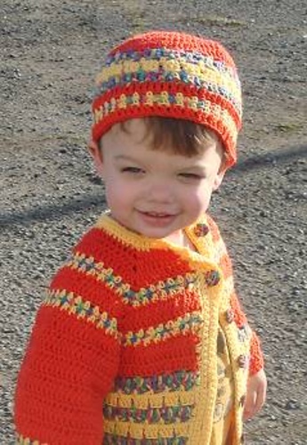 Striped Crochet Cardigan and Hat