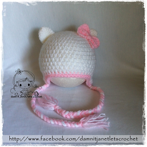 Hello Kitty Earflap Beanie - Newborn to Toddler sizes