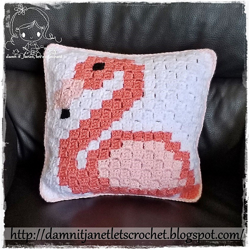 Decorative Flamingo C2C Pillow