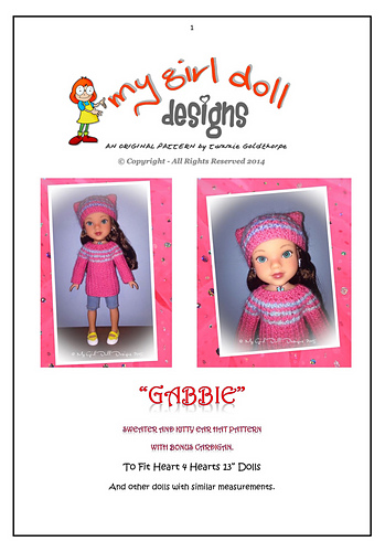 "Gabbie" sweater & hat set for H4H Dolls