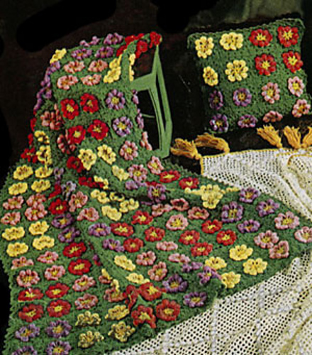 Flower Garden Afghan and Pillow