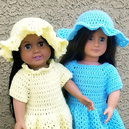 Doll Sun Hat Plain or Ruffled