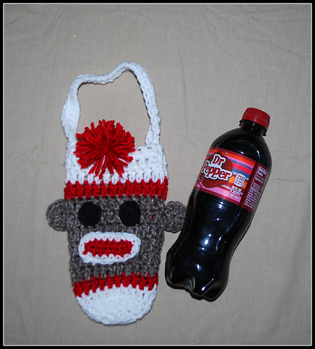 Sock Monkey Water Bottle cozy