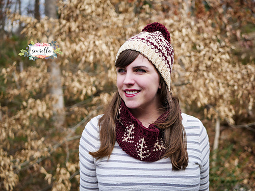 Faux Knit Fair Isle Toque & Cowl