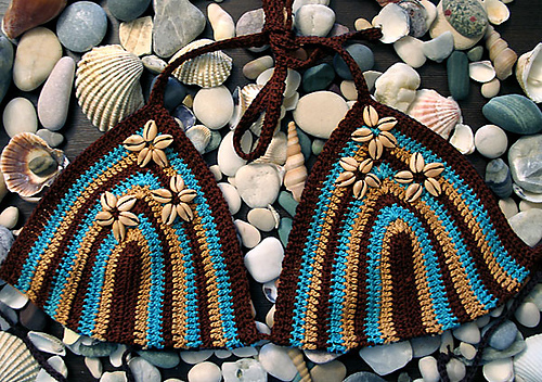 Striped Swimsuit With Seashells