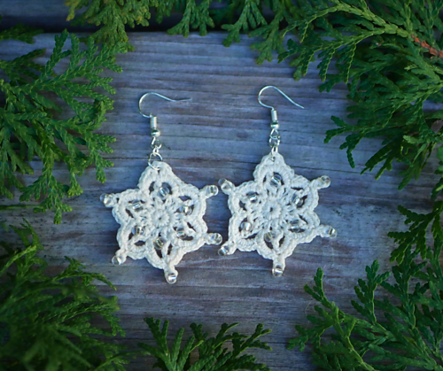 Beaded Snow Flake Earrings