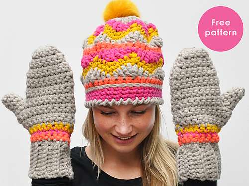 Cheerful hat and mittens