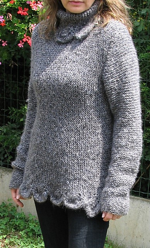 Lace Edged Cowl Pullover