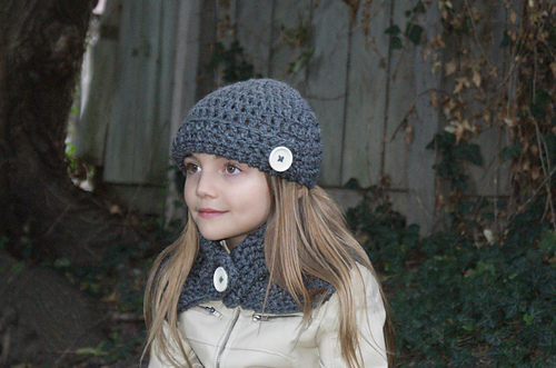 Button Skullcap Hat and Scarf