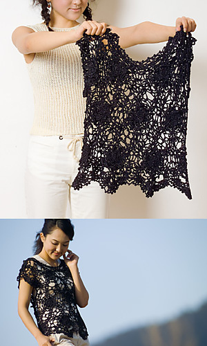 29-2 Motif Crochet Silk Sweater