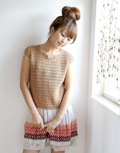 211s-39 Crochet Cap-sleeve Tee