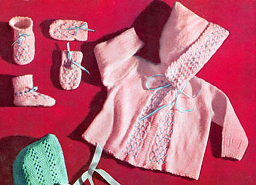 Knitted Saque with Hood Set 3118