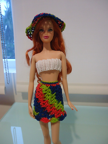 Barbie Shell-Stitched Skirt and Cropped Tube Top