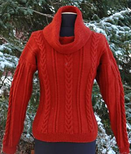 Cowl Neck Sweater with Cables