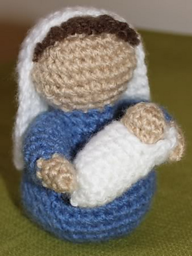 Crocheted Mary and Baby Jesus
