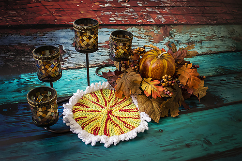 Autumnal Sun Coaster/Dishcloth